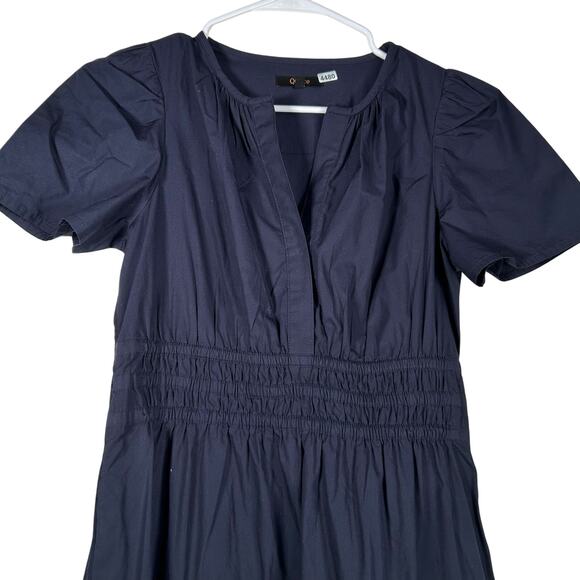NWOT Quince Women's Navy Blue Tiered Maxi Dress XS Organic Poplin 4480-90 - Picture 6 of 11